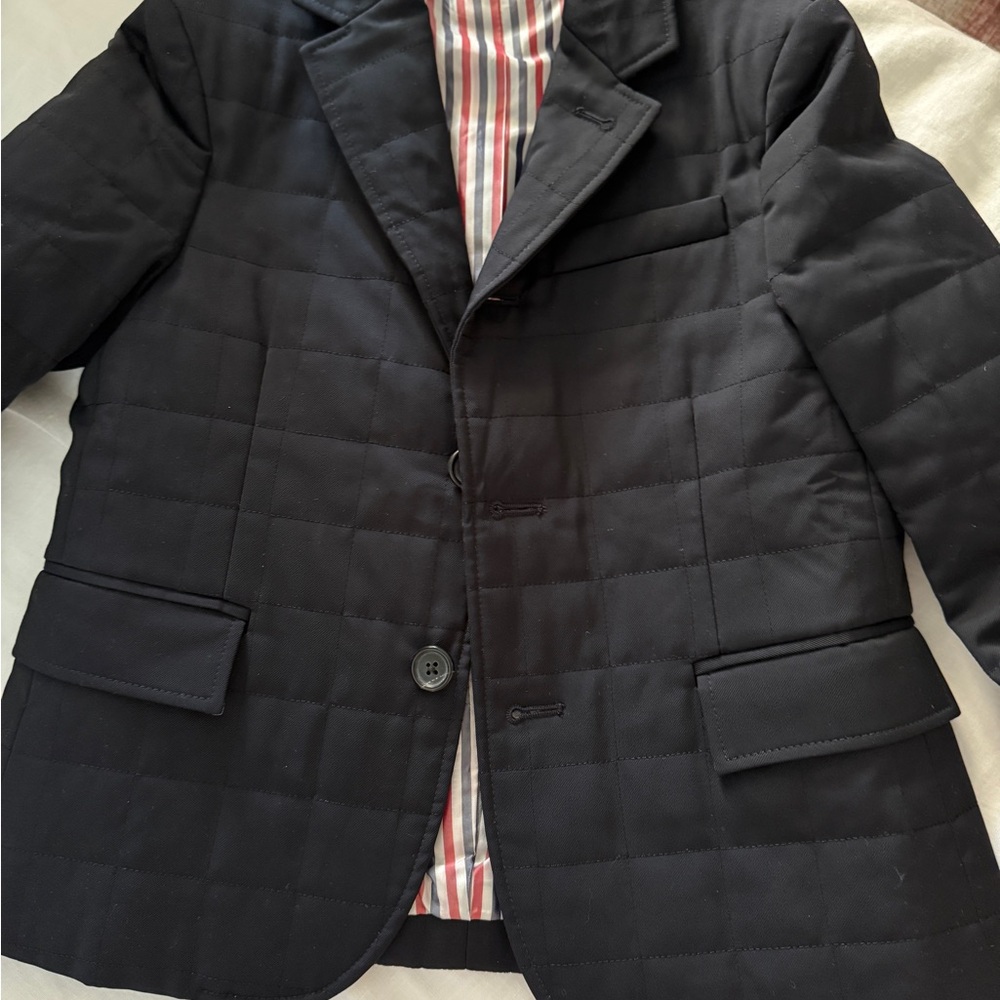 THOM BROWNE Kids Navy sport down Blazer